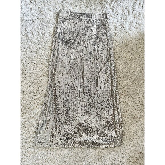 BB Dakota By Steve Madden Champagne Sequin Midi Skirt NWT Small Elastic Waist - Picture 5 of 5